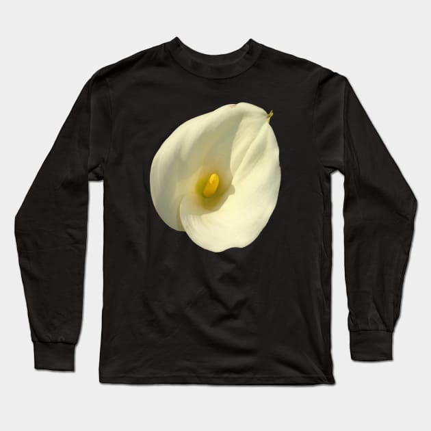 Cream White Calla Lily Cut Out Long Sleeve T-Shirt by taiche